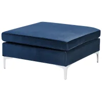 Otomana De Terciopelo Azul Marino Reposapiés Patas Metal Cojín Glamour Evja