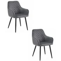 Set De 2 Silla De Comedor Terciopelo Valora Waav Asiento De Terciopelo Gris Oscuro