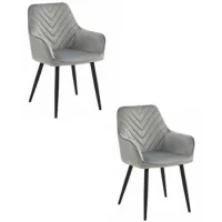 Set De 2 Silla De Comedor Terciopelo Valora Waav Asiento De Terciopelo Gris Plateado