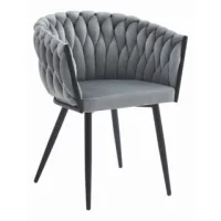 Silla De Comedor Terciopelo Valora Maya Asiento Ergonómico Gris Claro