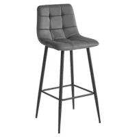 Taburete De Bar Terciopelo Valora Teoto Asiento De Terciopelo Gris Oscuro