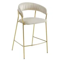 Taburete De Bar Terciopelo Valora Badia Asiento Ergonómico Beige