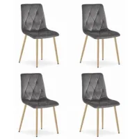 Set De 4 Silla De Comedor Tela Valora Tyra Asiento Acolchado Gris Oscuro