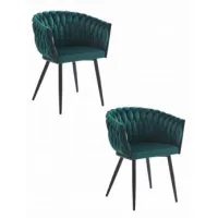 Set De 2 Silla De Comedor Terciopelo Valora Maya Asiento Ergonómico Verde