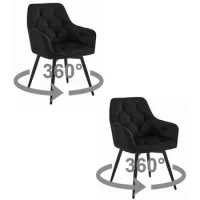 Set De 2 Silla De Comedor Tela De Terciopelo Valora Lukk360 Asiento De Terciopelo Negro