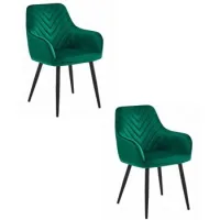 Set De 2 Silla De Comedor Terciopelo Valora Waav Asiento De Terciopelo Verde Oscuro
