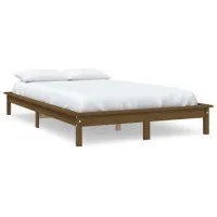 Estructura De Cama Madera Maciza De Pino Marrón Miel 200x200 Cm Vidaxl