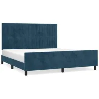 Estructura Cama Con Cabecero Terciopelo Azul Oscuro 180x200 Cm Vidaxl