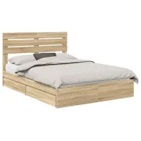 Cama Con Almacenamiento Con Cabecera Roble Sonoma 140 X 190 Cm Vidaxl