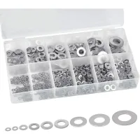 Kit Surtido De Arandelas Planas De Acero Inoxidable, Arandelas Grandes Y Pequeñas, M2/2.5/3/4/5/6/8/10/12 - Arandelas Metálicas Con Caja De Plástico Para Uso Doméstico Y Mecánico.