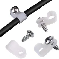 100 Clips Para Cables Tipo R, Clips De Montaje De Cables De Nailon, Asa De Montaje Eléctrico Para Gestión De Cables, Tornillos Incluidos - Organizador Para El Hogar