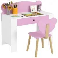Escritorio Infantil Con Silla En Forma De Osito Rosa Aiyaplay