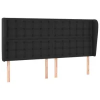 Cabecero Con Orejas Cuero Sintético Negro 163x23x118/128cm Vidaxl