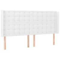 Cabecero Con Orejas De Cuero Sintético Blanco 203x16x118/128 Cm Vidaxl