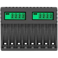 Debuns – Chargeur De Piles Lcd 8 Emplacements – Charge Rapide Et Entretien – Prise Micro-usb Et Type C – Compatible Aa/aaa Nicd Nimh