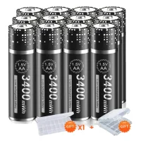 Pilas Recargables Aa, Capacidad De 3400 Mwh, Juego De Cargador, 12 Pilas Aa, 1,5 V