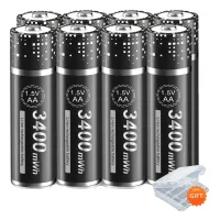 Pilas Recargables Aa, Capacidad De 3400 Mwh, Juego De Cargador, 8 Pilas Aa, 1,5 V-a