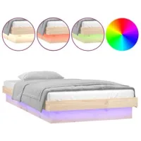 Estructura De Cama Individual Led Sin Colchón Madera Maciza Vidaxl
