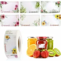 500 Pièces Étiquettes À Confiture,étiquette Autocollante Fleur Rectangle Etiquettes Autocollants Bocaux,convient Pour Pot De Confiture Bocal Distributeur De Confiture De Fruits Confits Épice