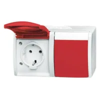 Busch-jaeger Toma De Corriente Doble Schuko® Con Campo De Rotulación Con Tapa Abatible 16 A Blanco Alpino/rojo  - Ocean® (20/2 Ew/dvn-54), 2cka002084a0713