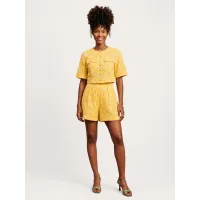 Fulgor Traje de pantalón 'Conjunto Selina em Laise Elegante - Amarelo Dourado'  amarillo