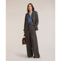Motivi - Pantalones de mujer palazzo teñidos en hilo ajuste regular talle alto.