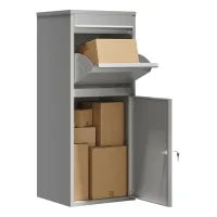 Wiltec Buzón De Paquetería Gris 410 X 220 X 1020 Mm De Acero Con Recubrimiento En Polvo Y Cerradura, Para La Recepción De Paquetes Y Correo En Casa Entrega De Envíos, Correo Y Cartas