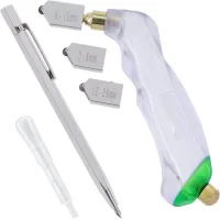 Juego de 5 herramientas de corte de vidrio de carburo de tungsteno con empuñaduras tipo pistola y mangos ergonómicos (2-20 mm), que incluye un gotero