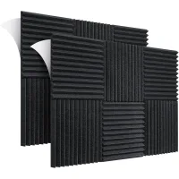 Paneles de espuma acústica de 30 x 30 x 2,5 cm, paquete de 12 paneles acústicos ignífugos autoadhesivos, espuma de reducción de ruido, para podcasting