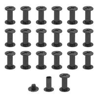 Paquete de 20 tornillos m5x12mm - negros. tornillos de encuadernación, remaches metálicos, tornillos de cabeza phillips para cinturones de cuero, proy