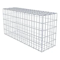 Gavión de acero galvanizado 100x50x30cm (lxaxp), malla 5 x 10cm, anillo en espiral, jaula metálica para muro o jardín