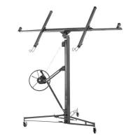 Elevador de placas de yeso plegable, 68 kg, altura 180-470 cm, 3 ruedas, 60°