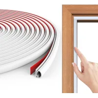 Burlete en forma de d para puertas y ventanas de 6 m - burlete anticorrientes - burlete de aislamiento de pvc autoadhesivo de caucho tpe - blanco