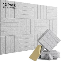 Paneles autoadhesivos fonoabsorbentes, 12 piezas - paneles de pared insonorizados de alta densidad, relleno de poliéster insonorizante, 30 x 30 x 1 cm