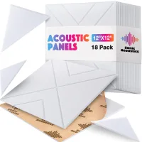 Paquete de 12 paneles autoadhesivos de absorción acústica, paneles de pared insonorizados de alta densidad, aislantes y ignífugos, 30 x 30 cm