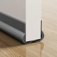 Burlete para puertas, 93 cm, recortable, para la parte inferior de la puerta, aislante térmico y acústico (gris).