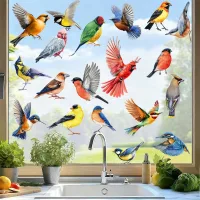 Raamsticker - raamdecoratie - raamstickers vogels statisch - raamfolies - vogelbescherming stickers - voor vensterglasdeur vogelbescherming - raamstic