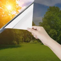 Lámina para ventanas con efecto espejo - pantalla de privacidad - lámina autoadhesiva exterior - transparente interior - protección uv - plateada - 30
