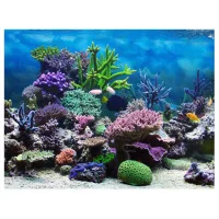 Póster para pecera, adhesivo de pvc para acuario de coral submarino, parte posterior de la pecera