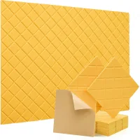 Paneles acústicos de fibra de poliéster con malla de diamante, aislamiento sonoro para pared, color naranja, 30x30 cm generique