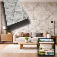 Aislamiento exterior-interior con revestimiento de poliestireno expandido 3d, espesor 2,5 cm (120 x 50 cm) con resinas y mortero de carrara crudo.