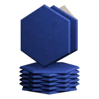12pc paneles de aislamiento acústico autoadhesivos de fibra de poliéster hexagonales, paneles absorbentes de sonido, 26 x 30 x 15 x 0,9 cm, azul