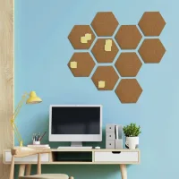 Paneles de pared hexagonales autoadhesivos de corcho, 10 láminas, 6 mm de grosor, paneles de pared adhesivos de corcho (20 cm x 17,5 cm)