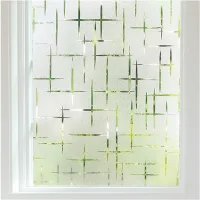 Lámina para ventanas que combina funciones de privacidad y bloqueo de luz, lámina electrostática esmerilada (diseño de cruz) (44,5 × 200 cm)