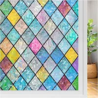 Lámina para ventanas con efecto de privacidad, diseño de rombos, 45 x 200 cm