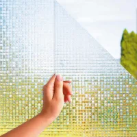 Lámina decorativa para ventanas con efecto mosaico, 45x200 cm, adsorción electrostática, no requiere pegamento