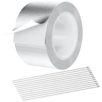 Cinta adhesiva de aluminio, 50 mm x 10 m reforzada con fibra de vidrio, cinta aislante térmica, cinta adhesiva de alta temperatura, para reparaciones.