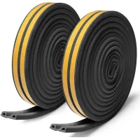 Dos rollos de tiras de sellado insonorizantes y reductoras de ruido para puertas y ventanas, cuatro tiras en total, de 12 metros de largo, de color n