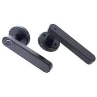 Manija de cerradura con huella dactilar para puerta interior de madera, pestillo ajustable de una sola lengüeta (circular)