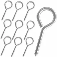 Paquete de 10 ojales de tornillo, ganchos de ojo de acero inoxidable, tornillos de ojo resistentes, tornillos de ojo autorroscantes para uso interio